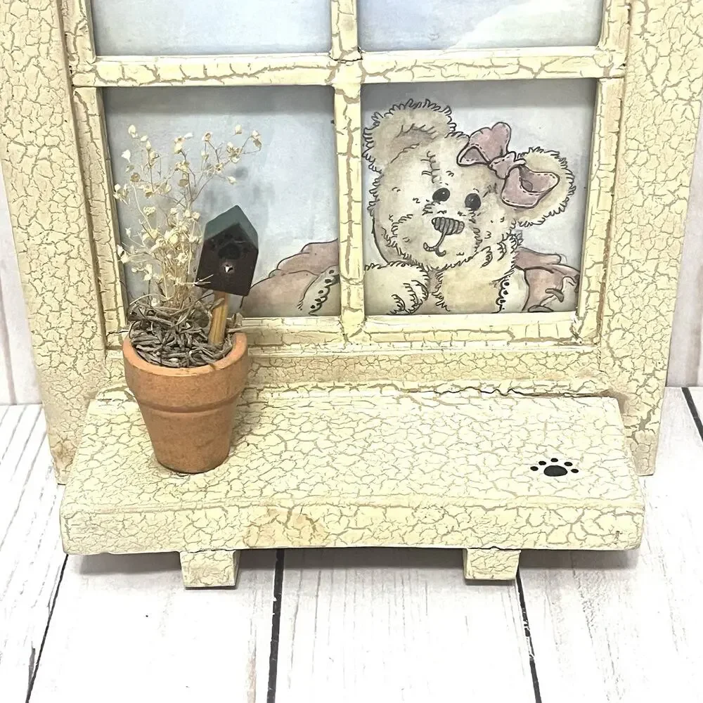 NEW!! Boyd’s Bear Cottagecore Photo Frame Window W/Shelf Farmhouse 9